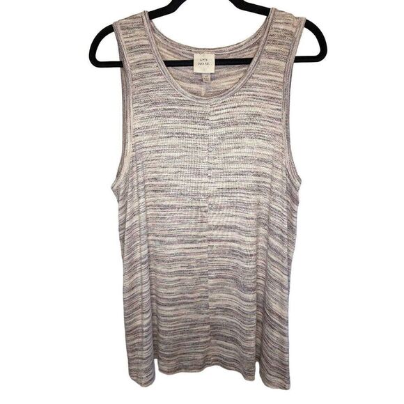 Knox Rose Striped Round Neck Sleeveless Blouse Tank Top Women's Size Extra Large - Picture 1 of 5